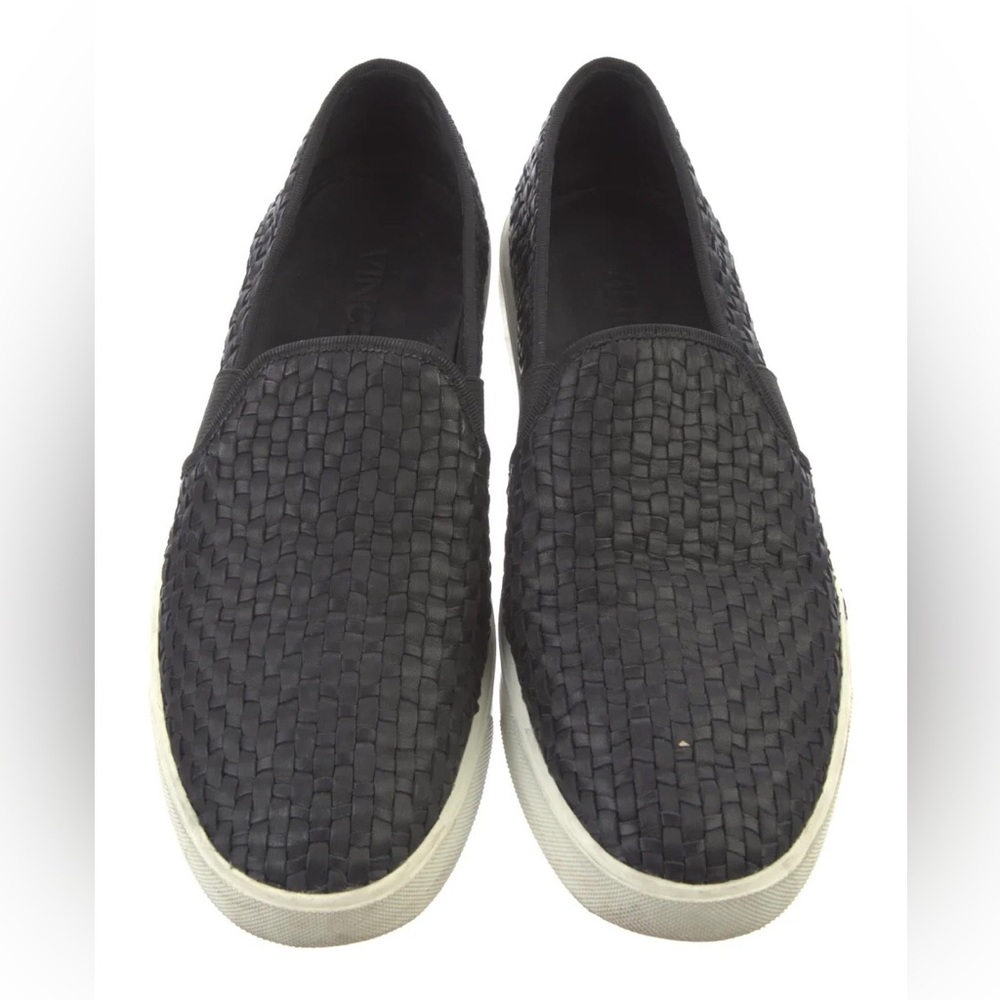 Vince Leather Woven Slip-On Sneakers 8M